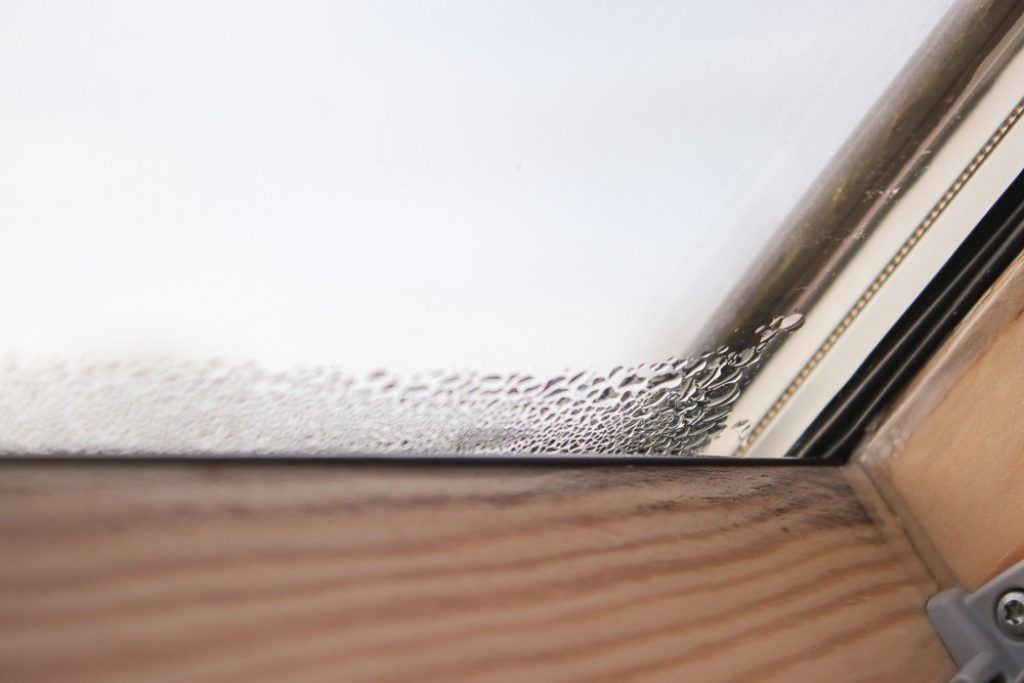 Condensation sur une fenêtre de toit